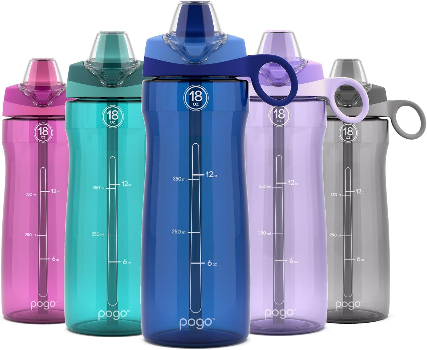 Botella agua plástico 18oz con popote asa reutilizable sin BPA