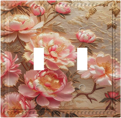 Placa interruptor decorativa doble palanca 2 gang flor peonía