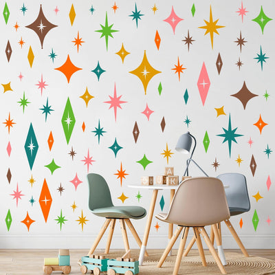 Adhesivos estrellas pared vintage mid century para niños oficina