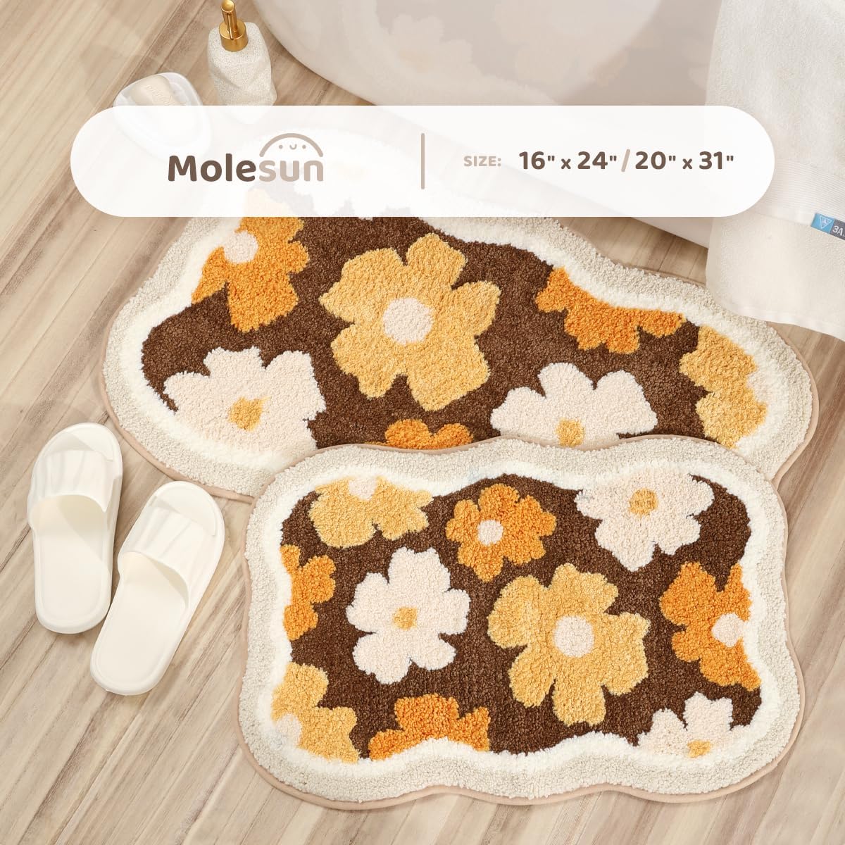 Tapete baño microfibra antiderrap diseño floral para niños