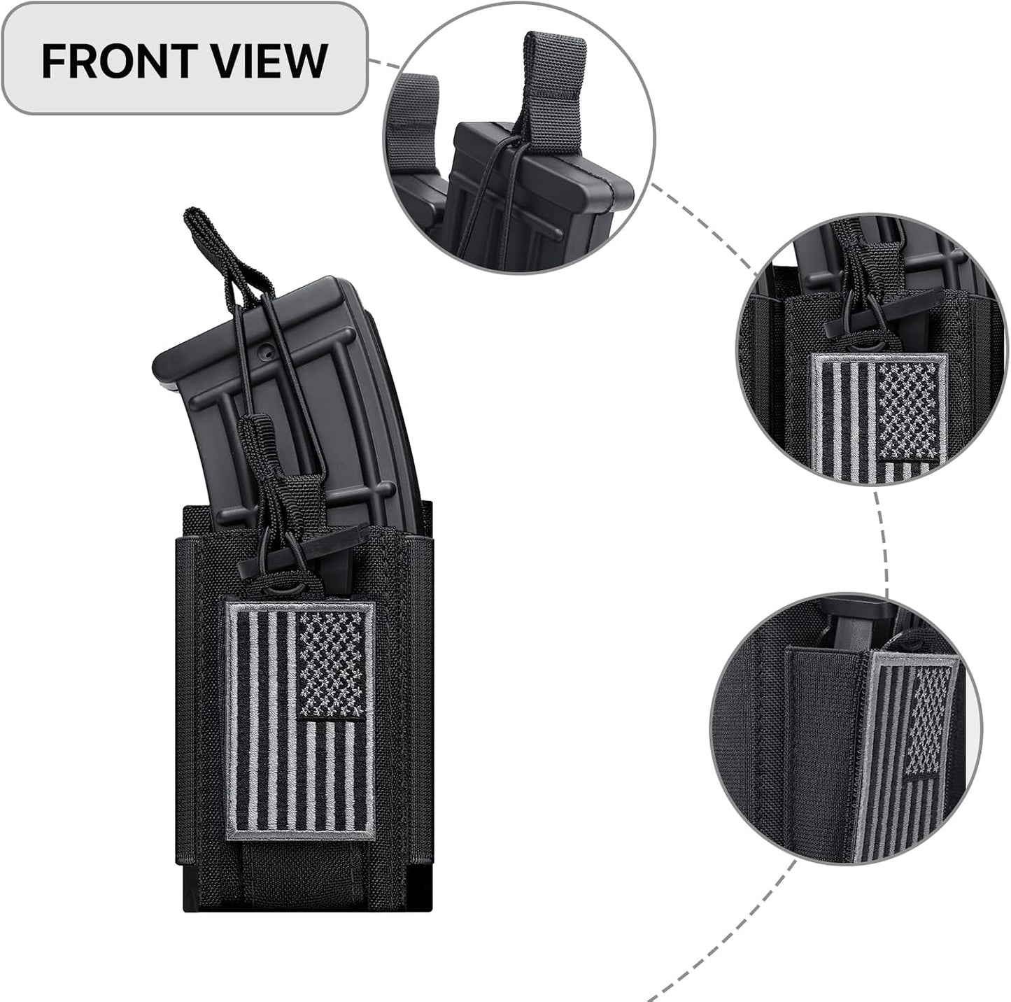 Bolsa soporte elástico para cargador M4 M16 con parche bandera