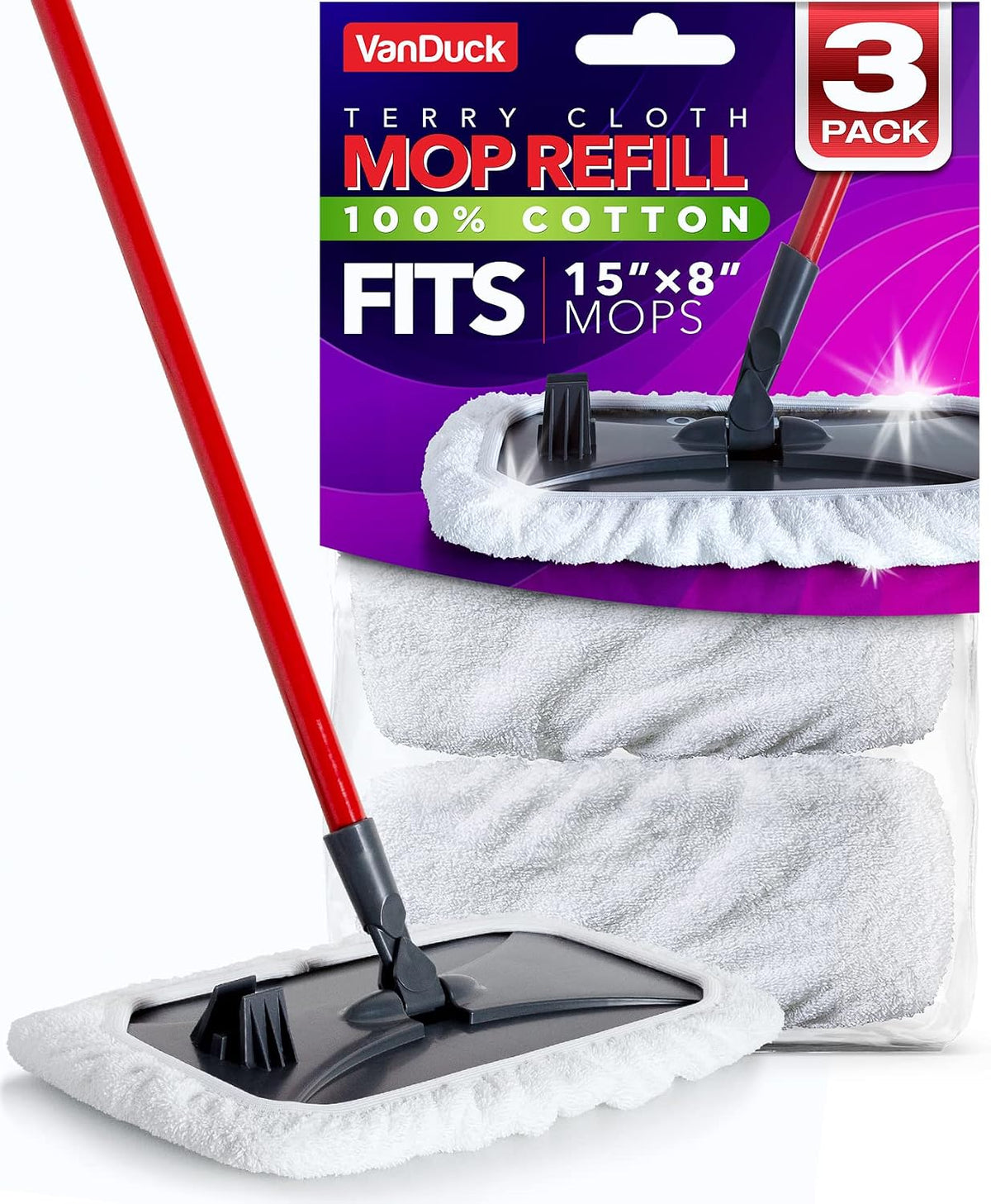 Almohadillas trapeador rizo 15x8pulg set 3 tela algodón
