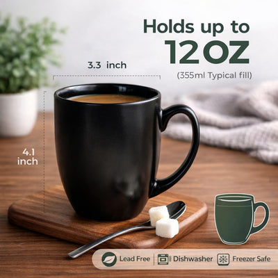 Set 12 Tazas Cerámica Café con Leche Mango Grande