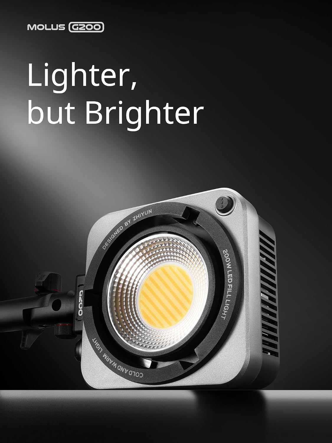 Luz video COB 200W 2700-6500K con montura Bowens y control APP