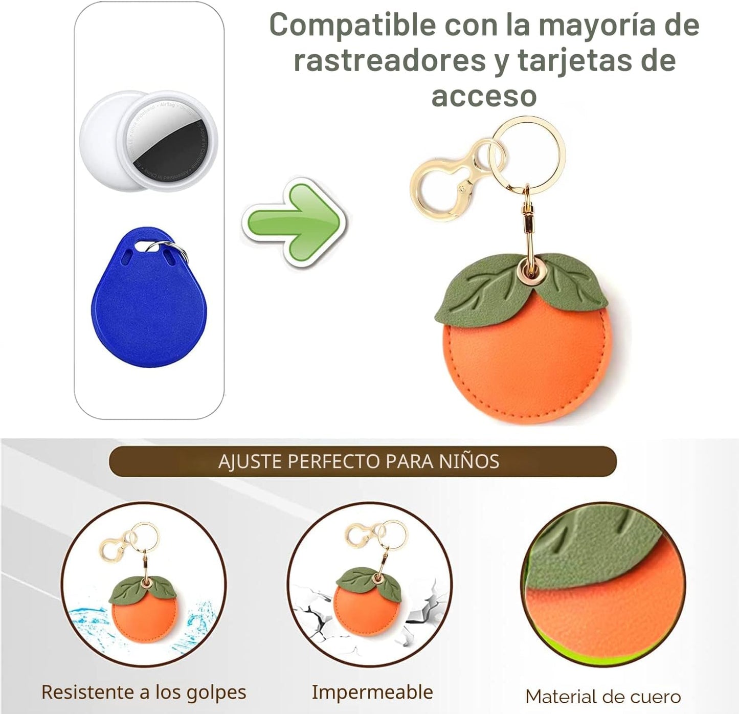 Funda llavero cuero para AirTag rastreador GPS