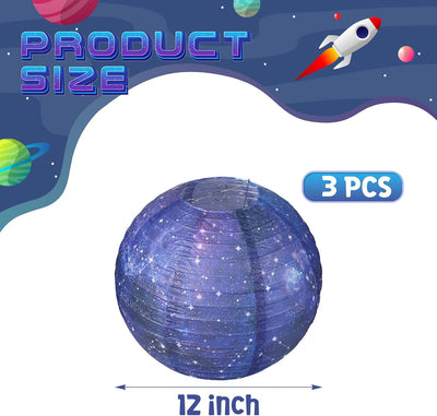 3 Pzas Linternas Papel Galaxia Constelación 30cm Decoración Fiesta