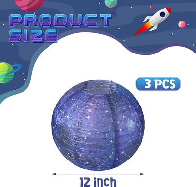 3 Pzas Linternas Papel Galaxia Constelación 30cm Decoración Fiesta