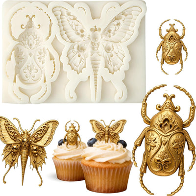 Molde de silicona de escarabajo para decoración de pasteles y dulces