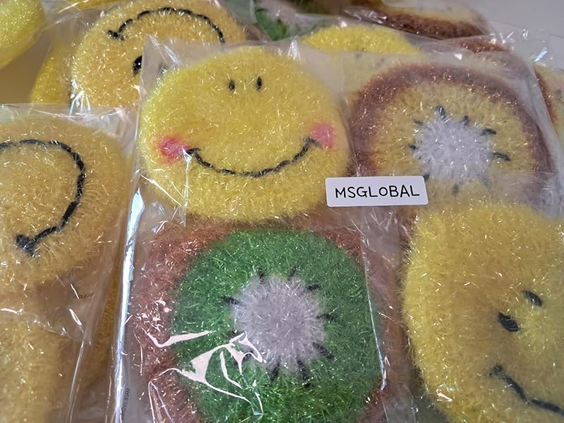 4 Pzas Fregadores Platos Cara Sonriente Acrílico Alta Calidad