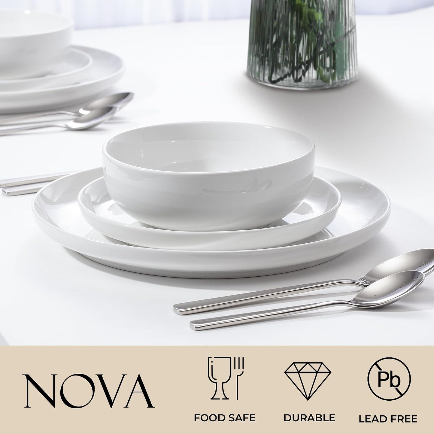 Set 6 Pzas Vajilla Porcelana Blanca Resiste Astillamientos