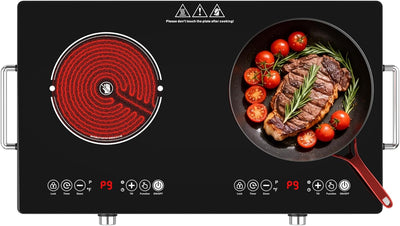 Placa cocina eléctrica 4000W 23pulg 2 quemadores cerámica
