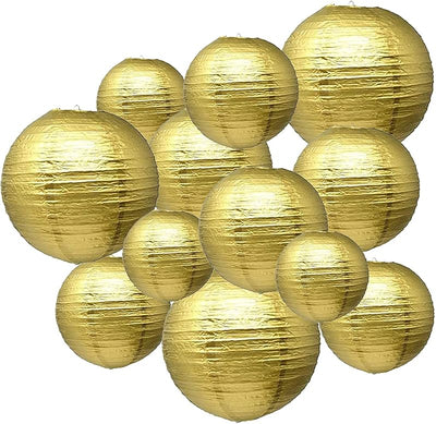 Linternas papel dorado 6-12pulg decoración hogar fiestas