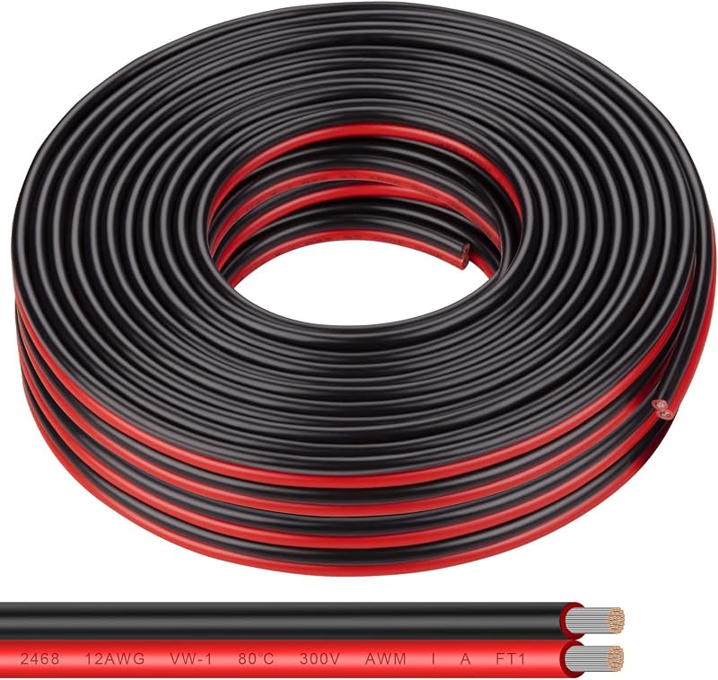 Cable cobre estañado 12AWG 50 ft 2 conductores negro PVC
