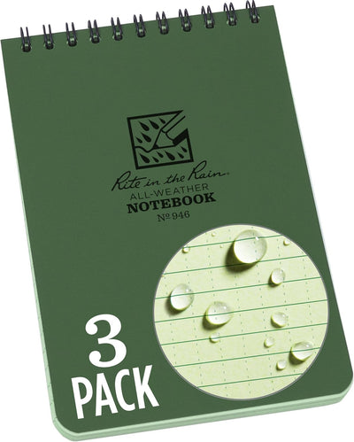 Cuaderno espiral superior 4x6" cubierta verde pack 3