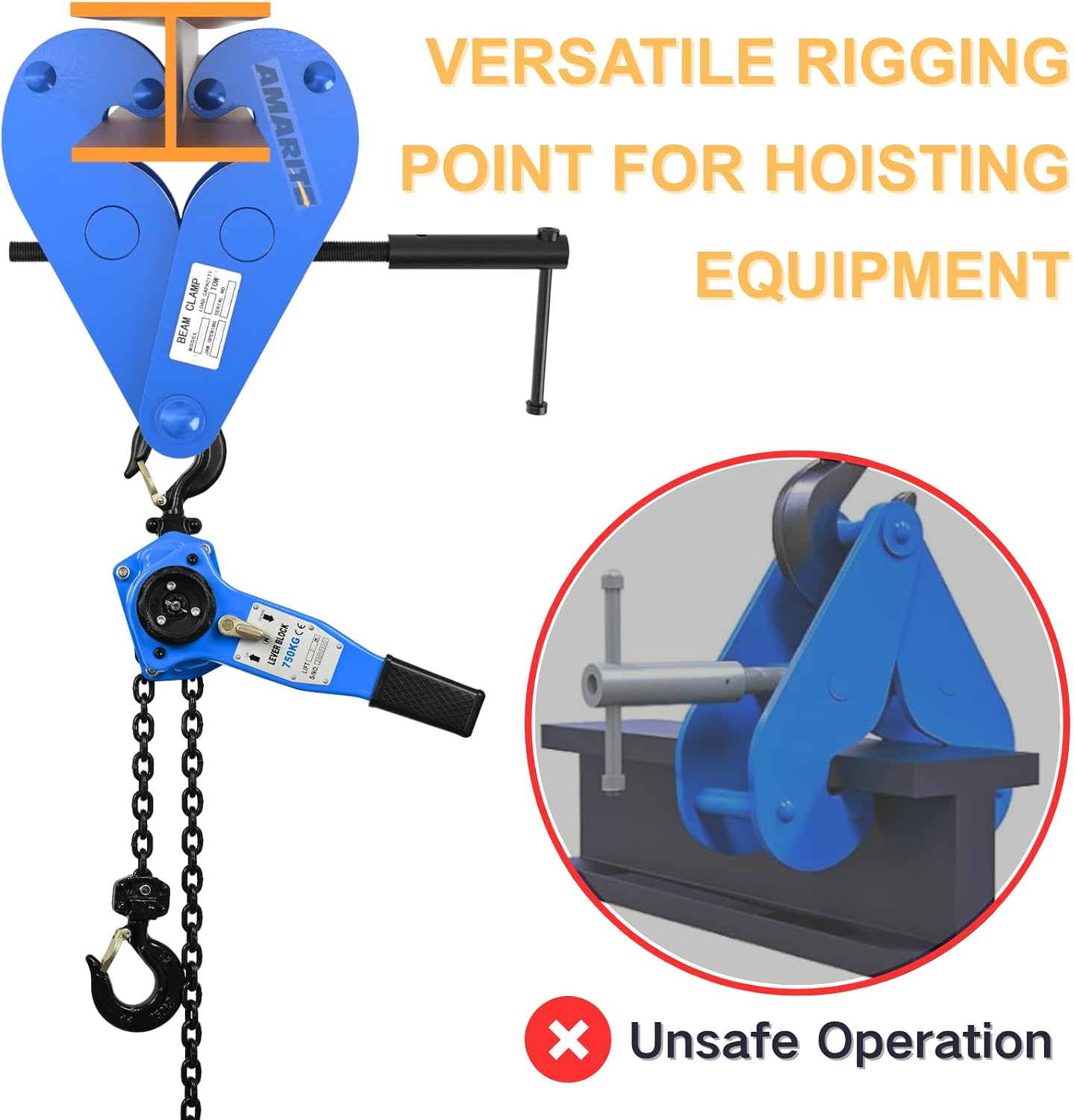 Abrazadera haz vertical 4400lbs limite carga