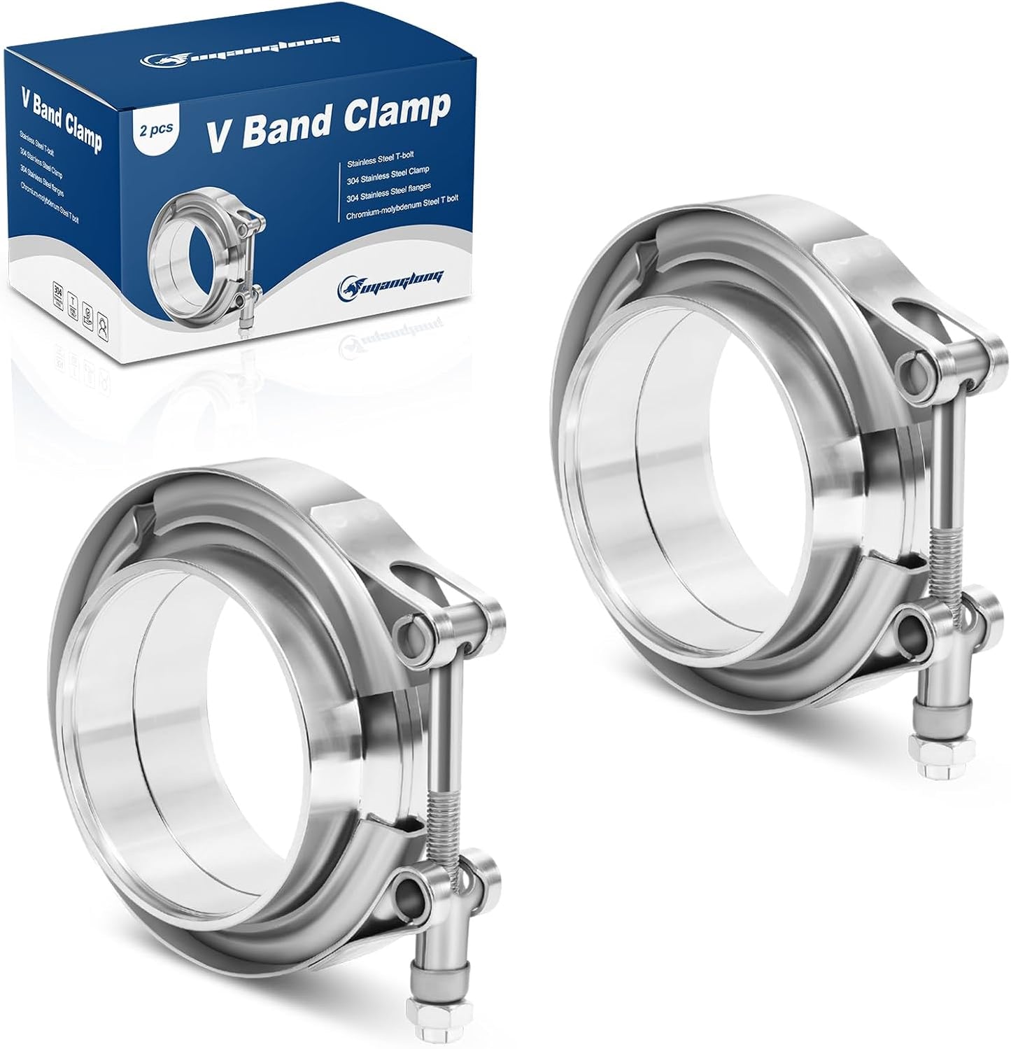 Abrazadera V 3" acero inox 304 para turbocompresor 2uds