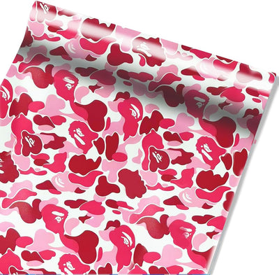 Papel de contacto autoadhesivo camuflaje rosa grueso para estanterías y muebles