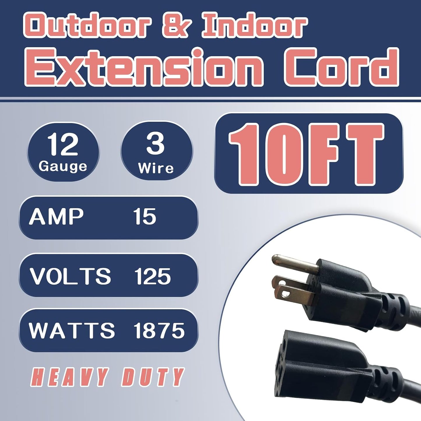 Cable extensión 10ft 12/3 SJTW negro 3 clavijas jardín