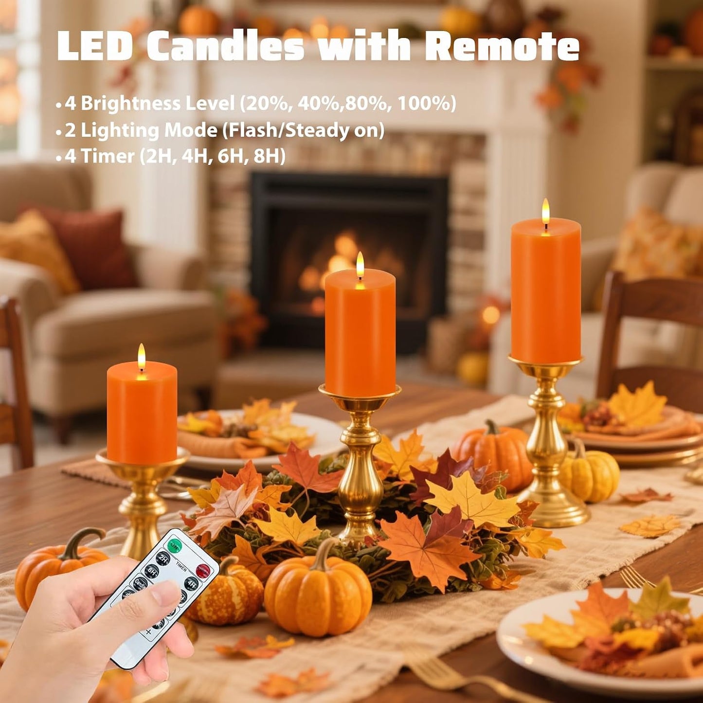 Velas LED parpadeantes sin llama 3 en 1 con control