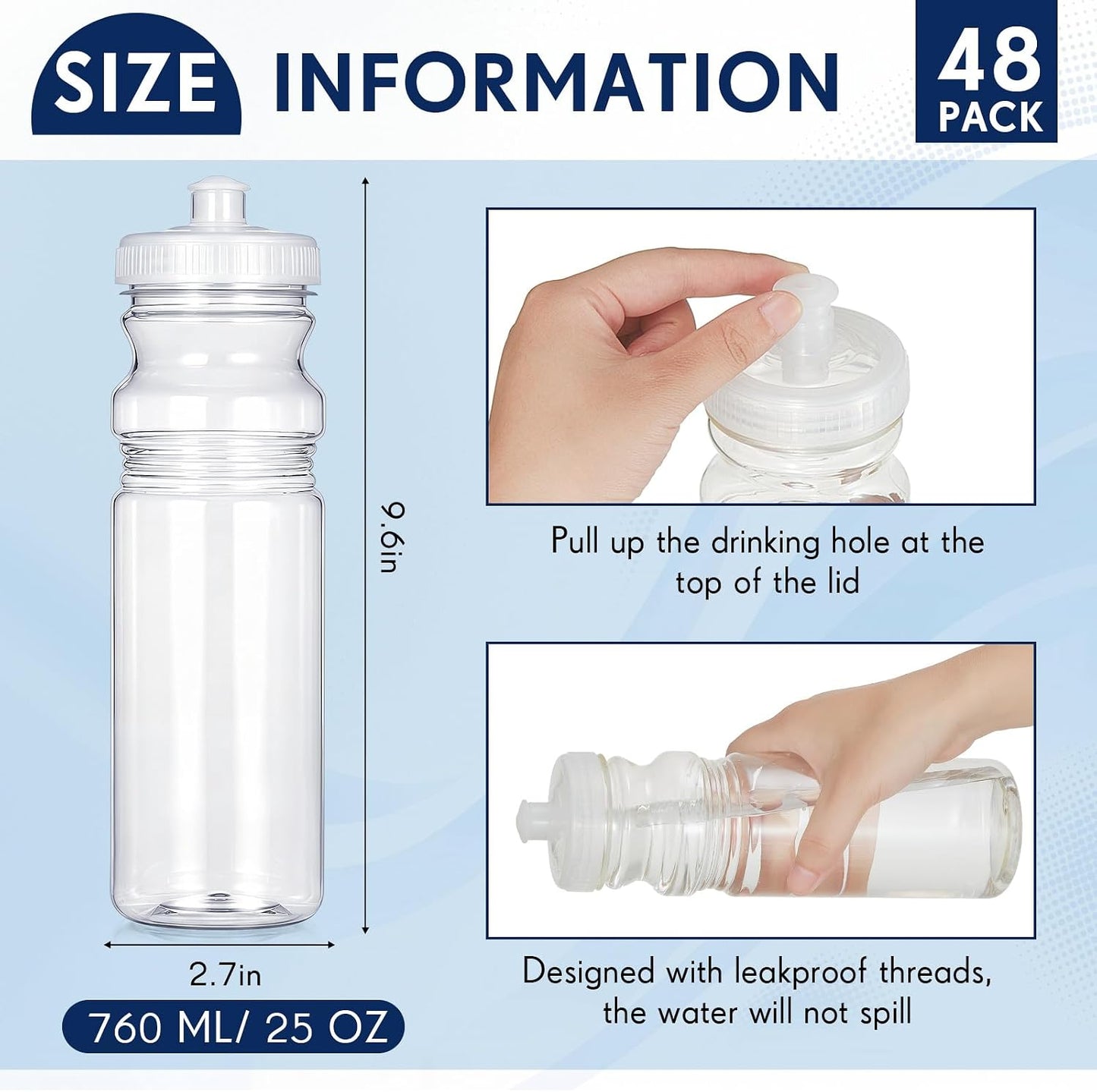 Botella agua deportiva 25oz plástico antifuga