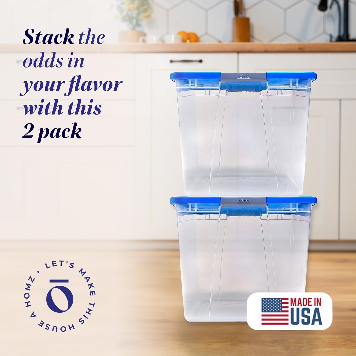 Compartimiento almacenamiento transparente X Large 64qt set 2 Azul