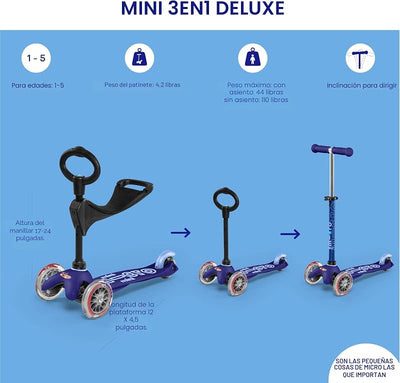 Kickboard Scooter 3en1 para Niños 12 Meses a 5 Años