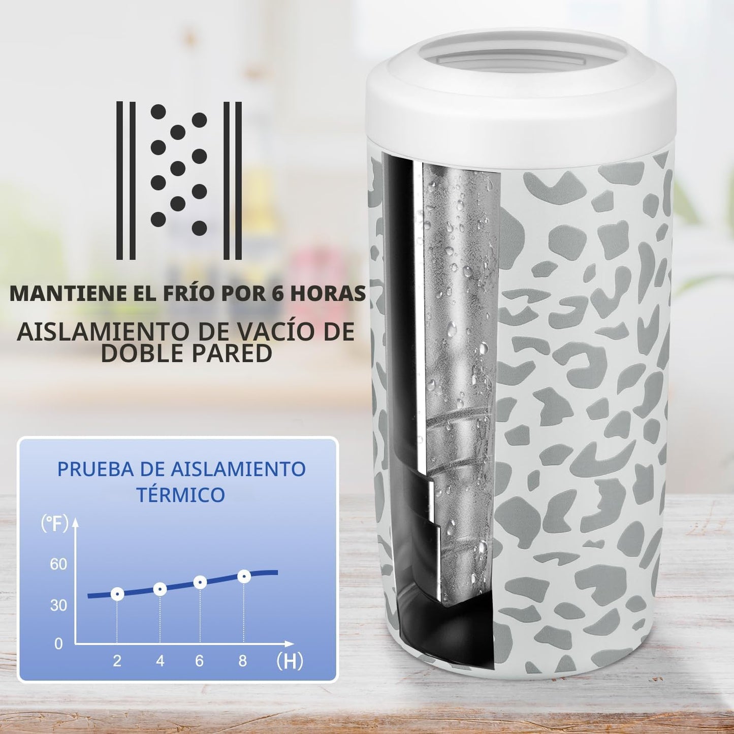 Enfriador latas 4en1 acero inox 12oz blanco