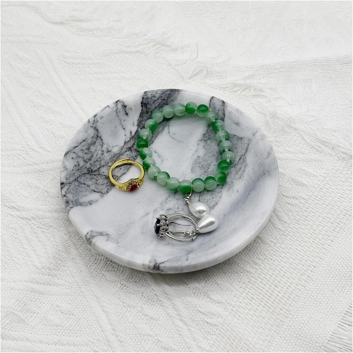 Plato joyas mármol 5.1" soporte anillos aretes baño