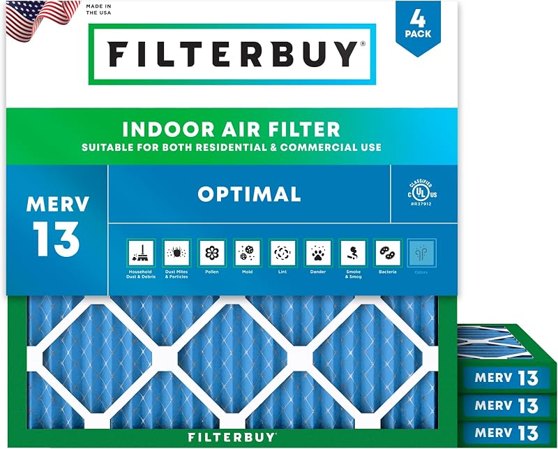Filtro aire MERV 13 30x30x1 plisado EE.UU. pack 4