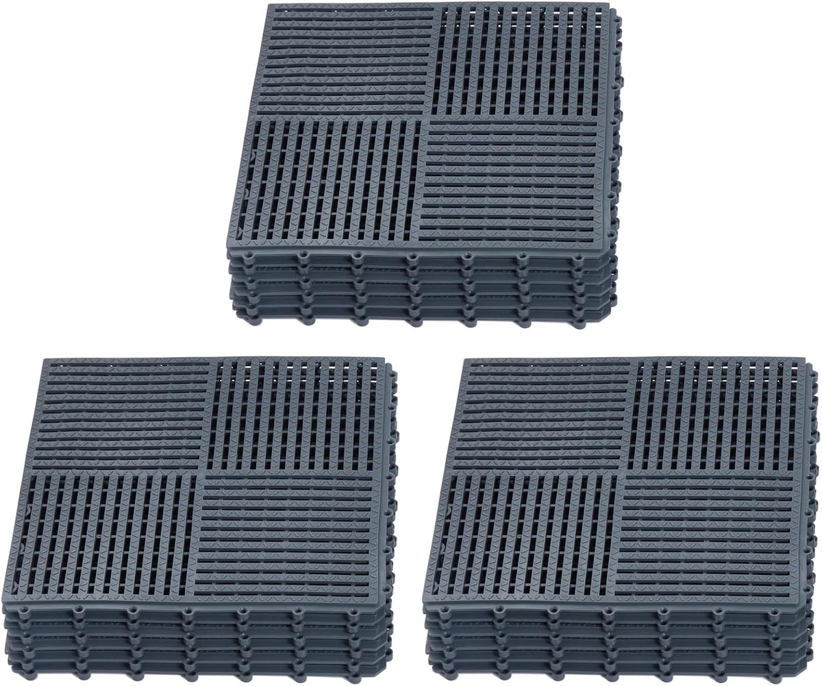 18 Tapetes Antiderrap 12x12pulg Gris Oscuro con Agujeros Drenaje