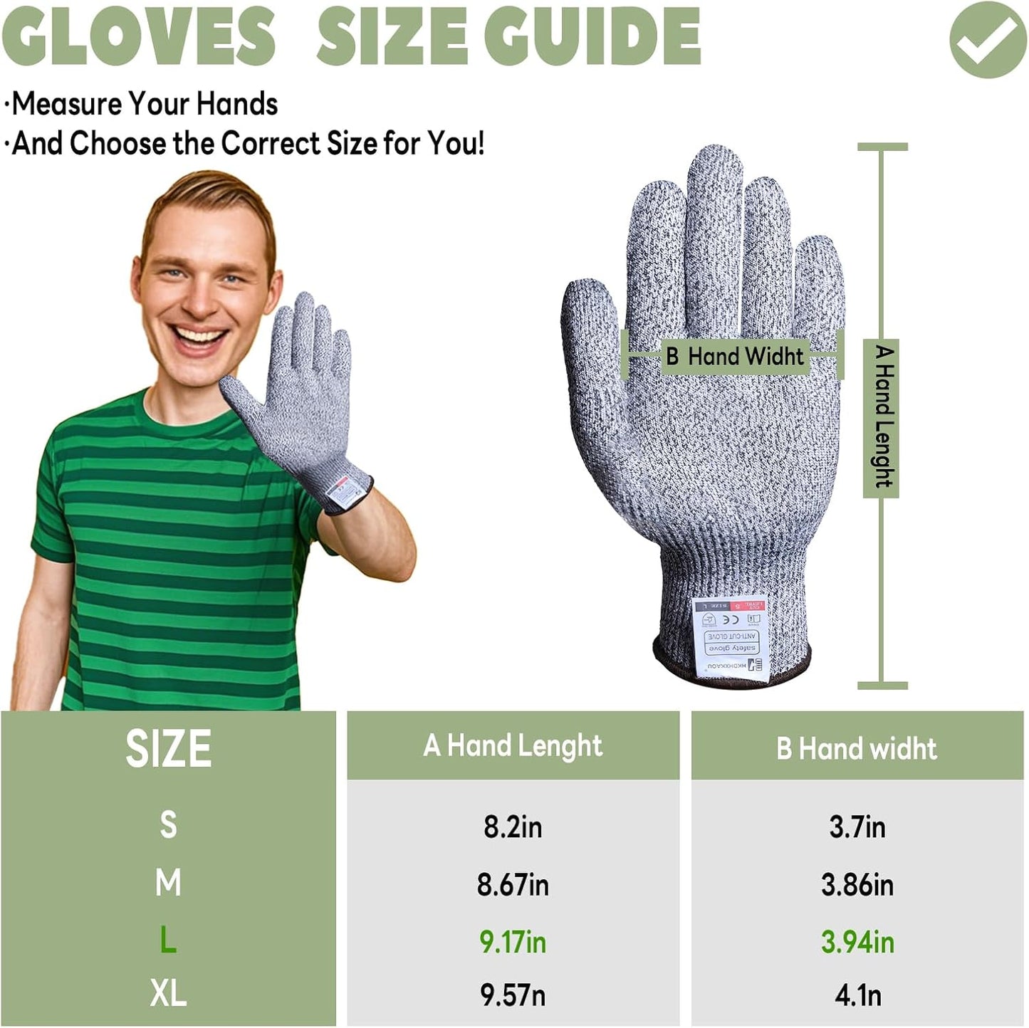 3 Pzas Guantes Resistentes Cortes Chef Mandolina