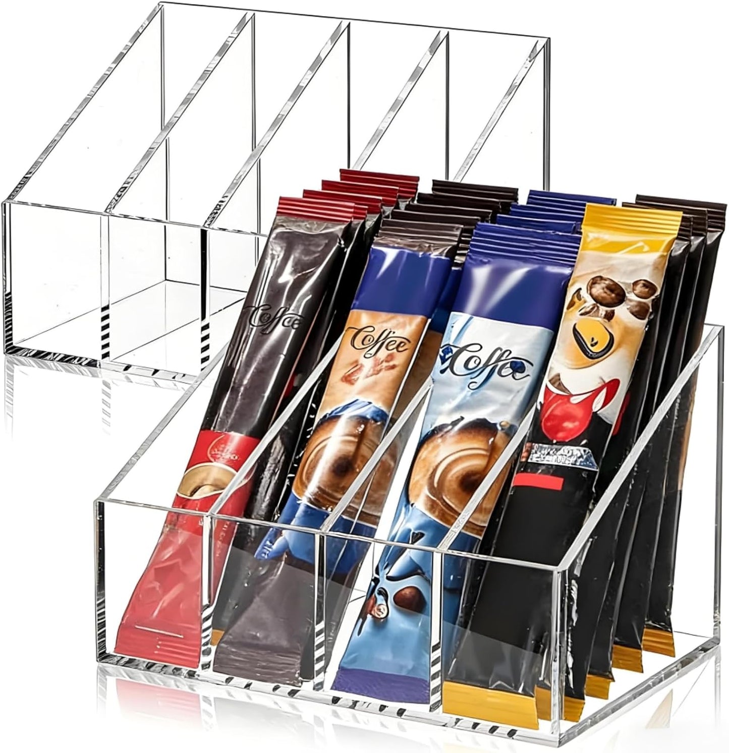 2 Pzas Soporte Bebidas Acrílico 4 Compartimentos Cubo Té