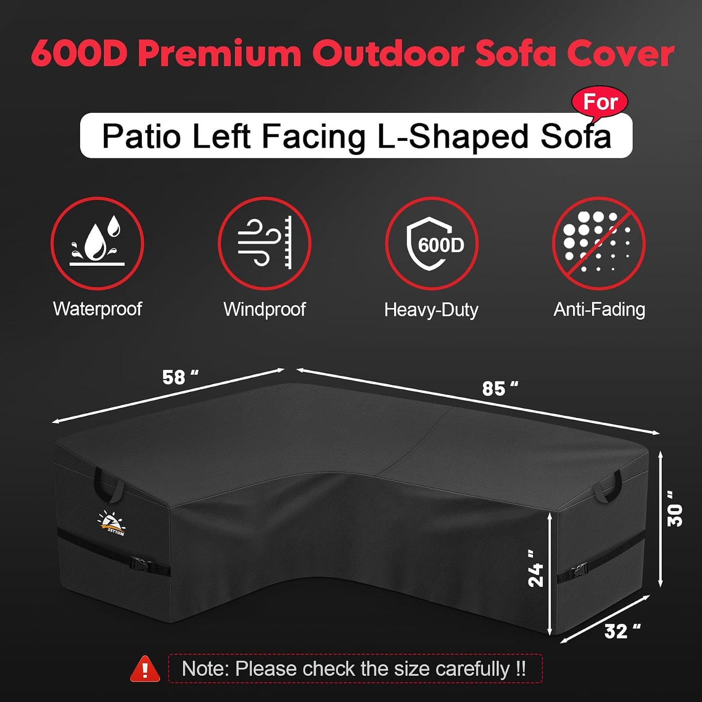 Funda seccional L para sofá patio 600D impermeable 4 plazas