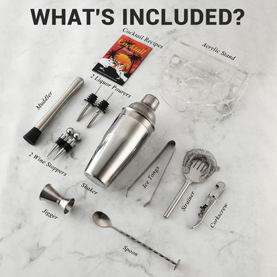 Juego coctelera acero inox 12 accesorios 25oz
