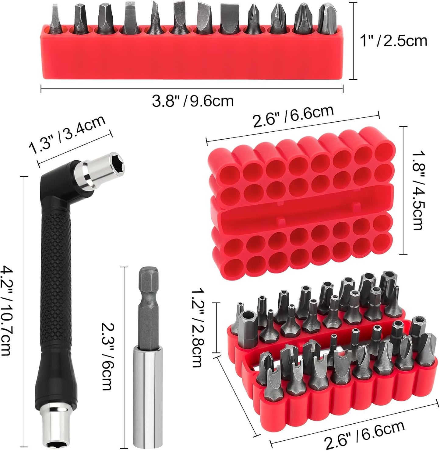 Set 46 Pzas Brocas Torx Seguridad Cuadradas Hex Métricas SAE