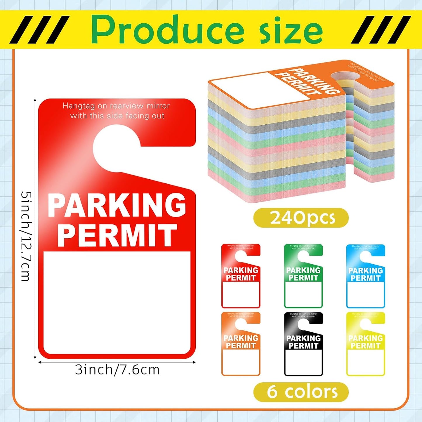 240 Etiquetas Colgantes Estacionamiento 3x5" Plástico