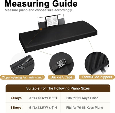 Funda elástica teclado piano 61 teclas soporte música negro