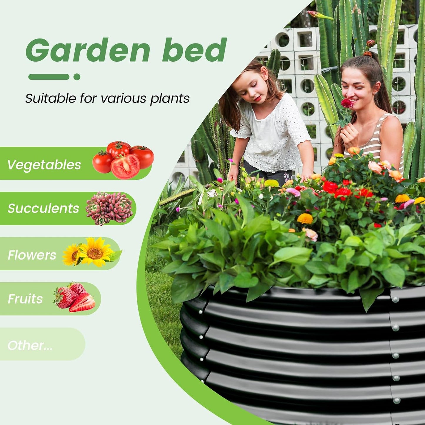 Kit cama jardín elevada galvanizada 2x2x2ft