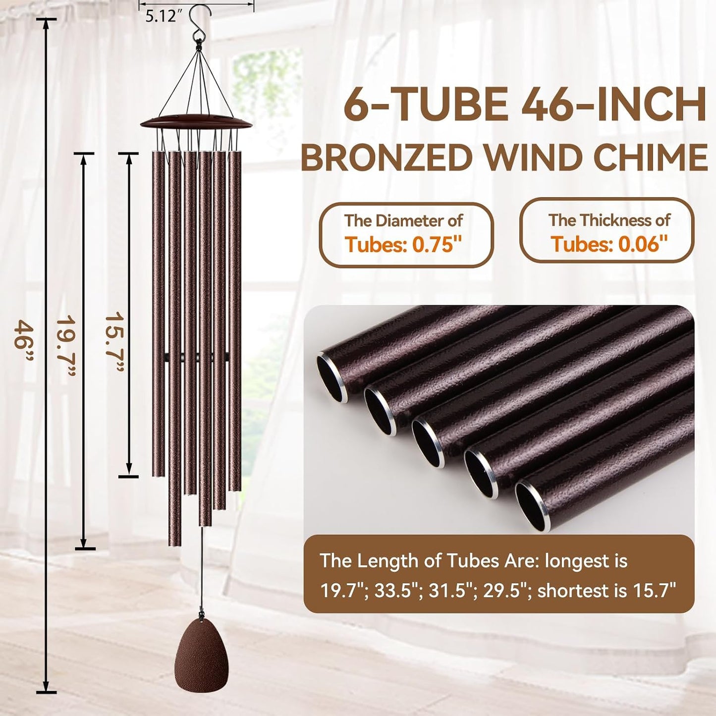 Campanillas viento bronceadas 46" regalo mujer Navidad
