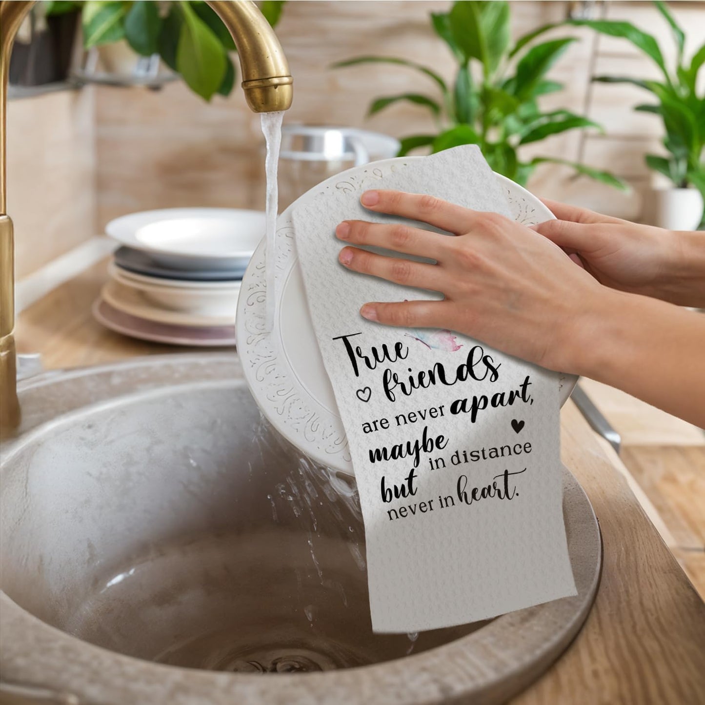 Toalla cocina regalo amistad true friends 16x24