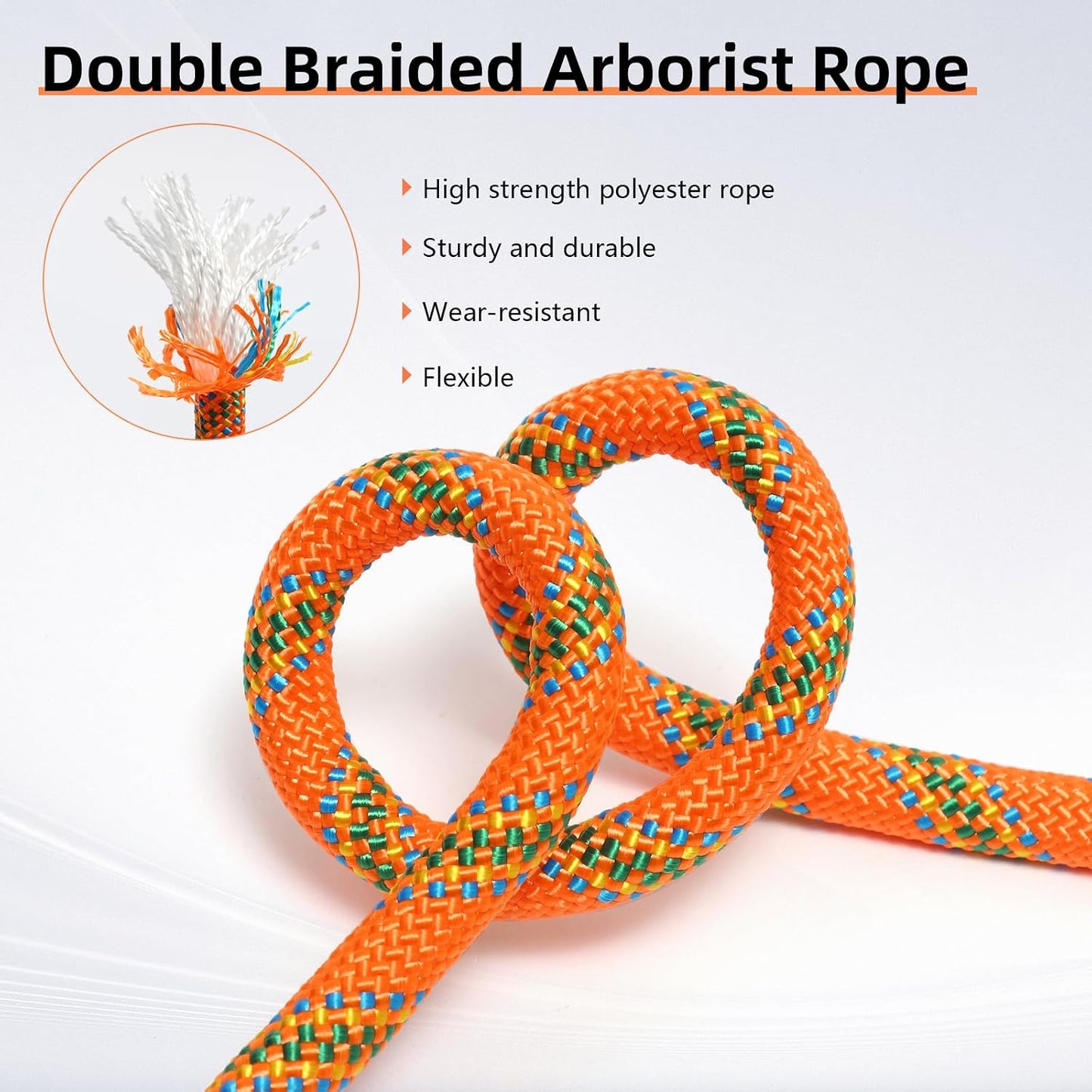 Cuerda arbolista poliéster 1/2" x50ft naranja