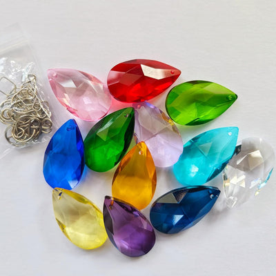12 Pzas Prismas Cristal Colores Arco Iris Colgantes Navidad