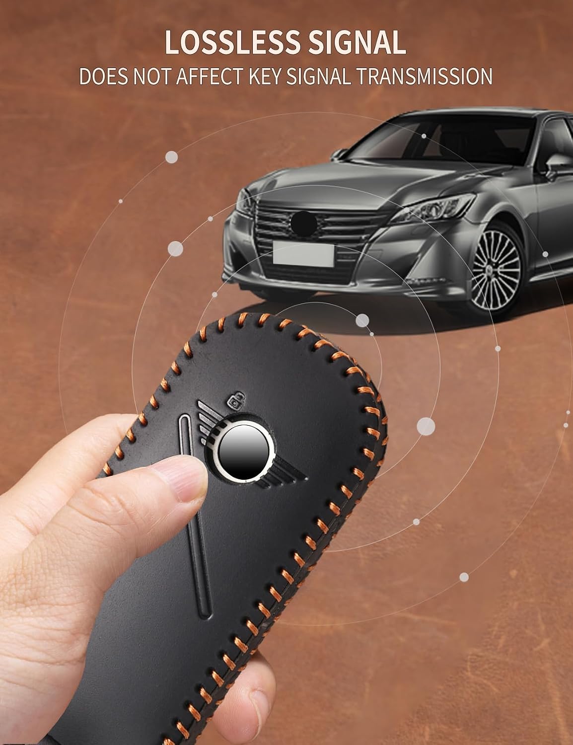 Funda llavero cuero Mini Cooper 2023-25 negro con correa