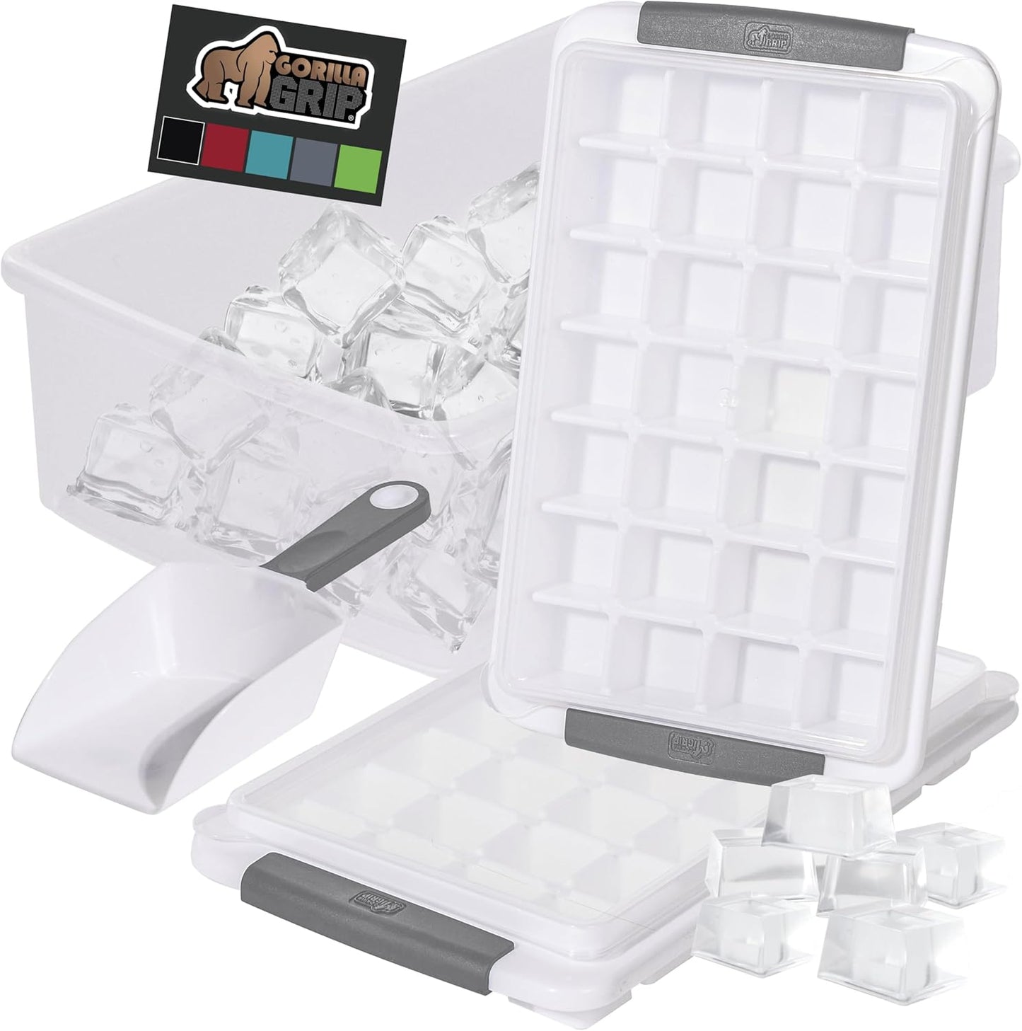Bandeja hielo sin BPA 56 cubos 2 pzas apilables con tapa