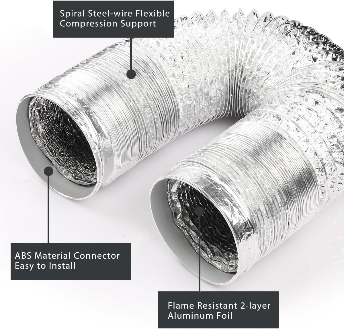 Manguera ventilación secadora 4pulg 5ft aluminio flexible