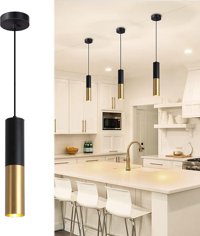 Lámpara colgante moderna 1 luz negra dorada GU10 ajustable
