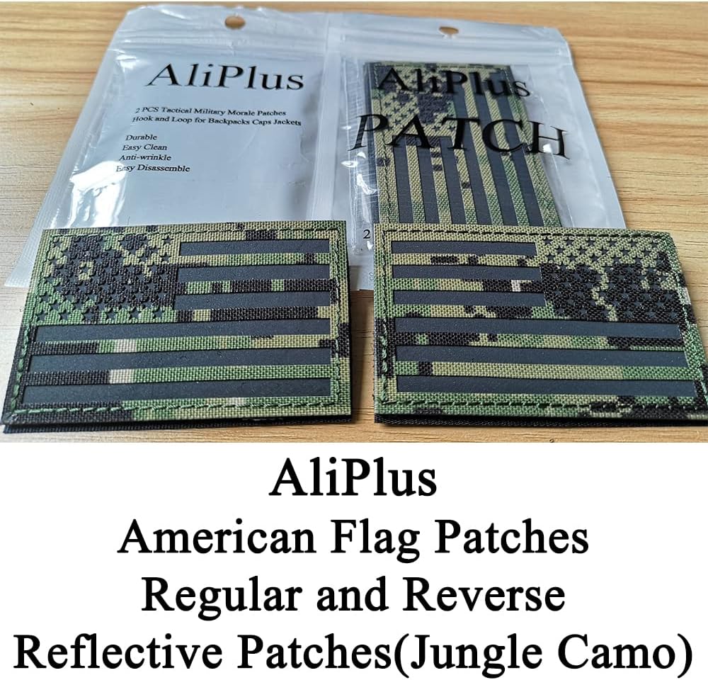 2 Parches Bandera América Reflectantes Infrarrojos Camuflaje Jungla