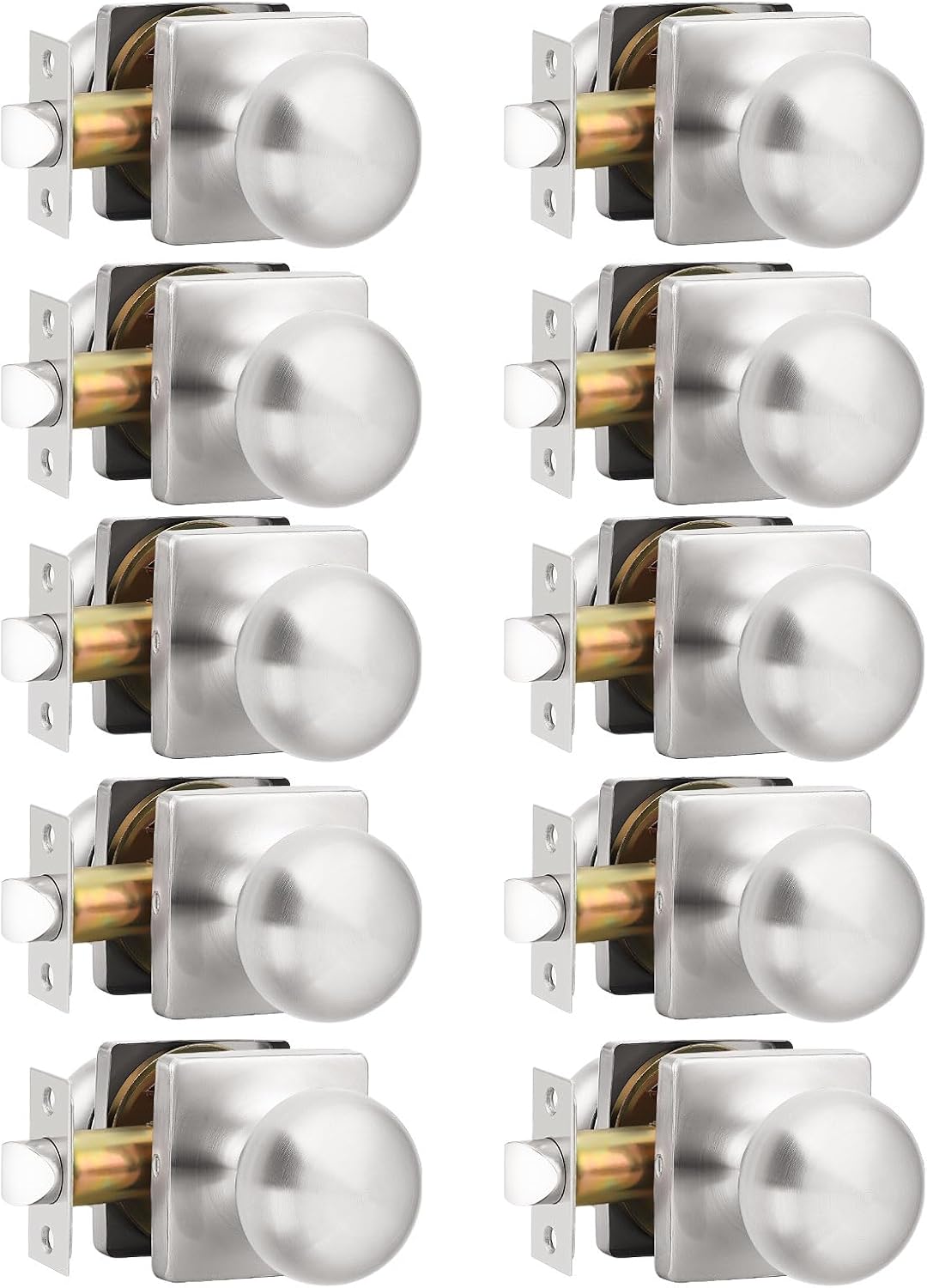 Pack 10 pomos puerta interior níquel cepillado