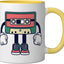 Taza Cerámica Años 80 y 90 con Cinta en Blanco/Amarillo