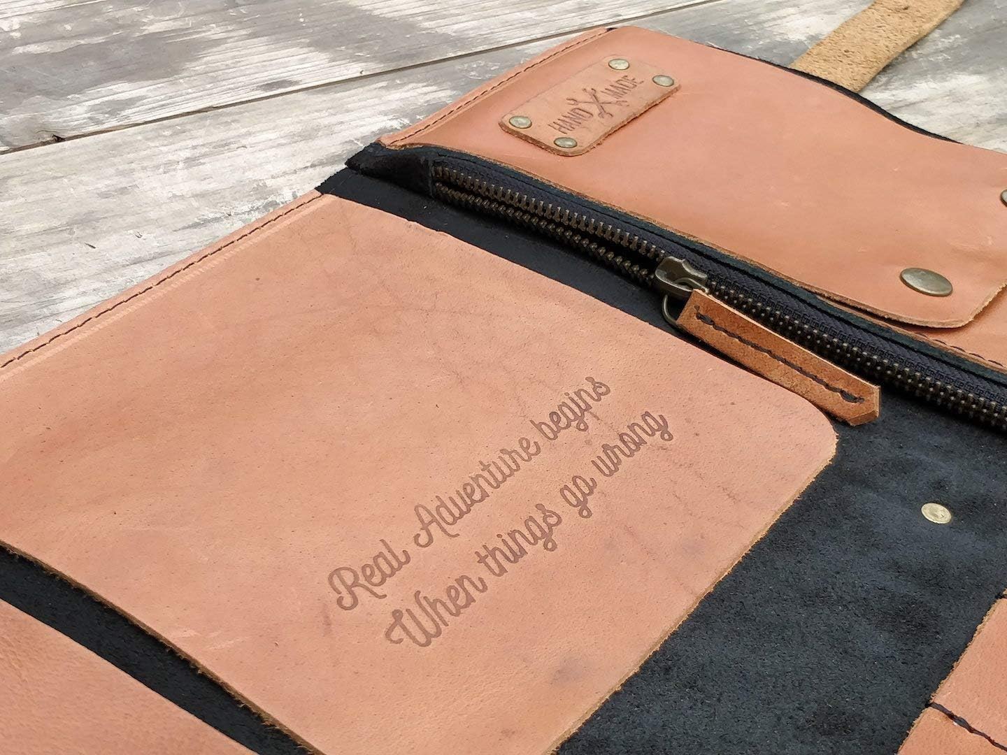 Rollo cuero bolsa negra herramientas